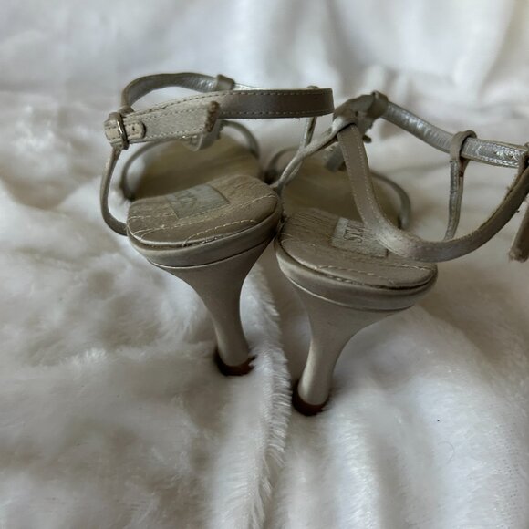 St. John Silver Jeweled Heels Womens Size 7 Strappy Adjustable Made in Italy VTG - Picture 6 of 10
